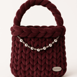 Borsa Artigianale in Velluto Blu Intrecciato con Manico Rinforzato