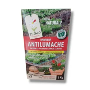 Barriera antilumache naturale Petalo Rosso, confezione da 1 Kg con granuli ecologici per protezione piante.