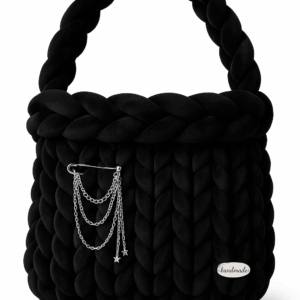 Borsa Artigianale in Maglia di Velluto Nera