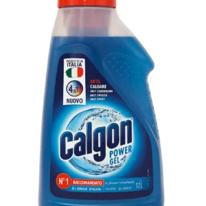 Flacone di Calgon Power Gel Anticalcare 4 in 1 da 750ml con sfondo bianco