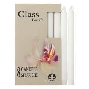 Confezione Class Candle con 8 candele steariche bianche eleganti