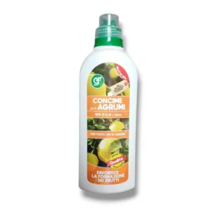 Concime liquido per agrumi NPK 6-5-8 con microelementi in flacone da 1 litro per piante di agrumi.