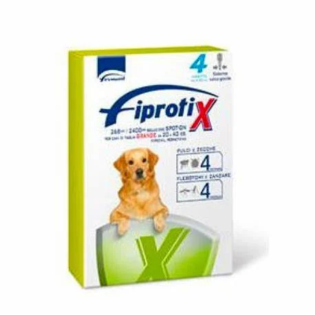 Fiprotix per cani di taglia grande da 20 a 40 kg – antiparassitario spot-on contro pulci, zecche, flebotomi e zanzare.