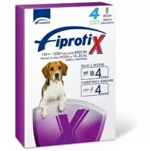 Confezione di Fiprotix antiparassitario spot-on per cani di taglia media da 10 a 20 kg – protegge da pulci, zecche, zanzare e flebotomi.
