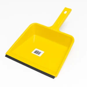 Paletta raccoglipolvere gialla in plastica con bordo in gomma per pulizia quotidiana