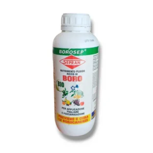 Flacone Sepran fertilizzante boro liquido bio per applicazione fogliare e fertirrigazione colture orticole frutticole e floricole